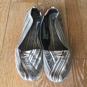Black and white striped size 10 shoes